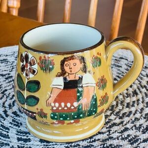 Swiss Handcrafted Ceramic Mug Folk Art Hans Schneider